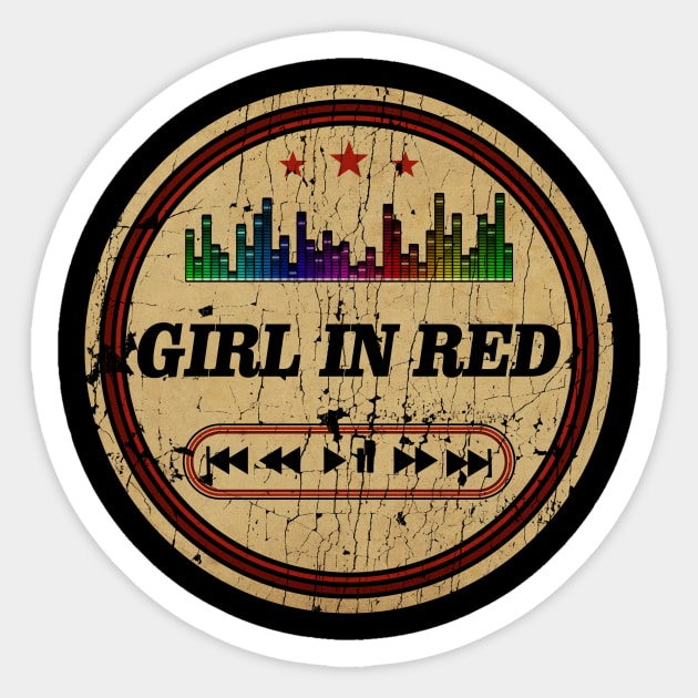 Graphic Girl In Red Retro Distressed Cassette Tape Vintage Sticker by On Dragon Wings Studios